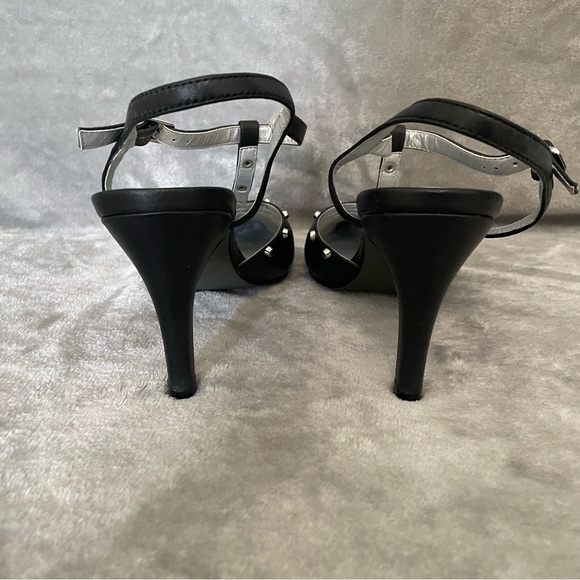 David Tate Valencia Black Kid Studded Black Slingback Leather Pumps Heels Size 9 - Picture 4 of 11